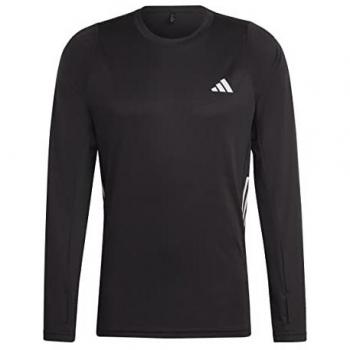 Adidas Camiseta De Manga Larga Run Icons 3S, color negro con blanco, talla XXL, modelo HN8024