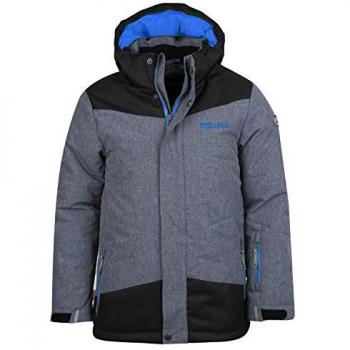 Trollkids Chaqueta Norefjell Gris - Chaqueta de esquí para niños, impermeable, cortavientos, chaqueta de invierno, color Grau Melange/Blau, tamaño 140