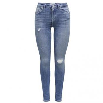 Only Power Life Mid Push Skinny Jeans for Women - Medium Blue Denim, XS