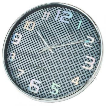 Reloj de Cocina Kuken Negro/Cromo Redondo 33 cm