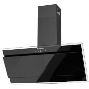 Campana Decorativa Corbero ONEGA975B Pared Negra 90 cm A - Cristal Templado, 230W, 3 Velocidades, Control Táctil, Caudal 750 m³/h, Filtro de