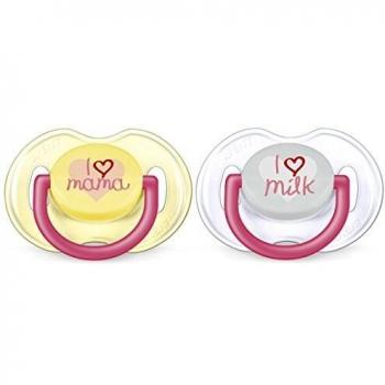 Philips Avent Classic - Set de 2 chupetes decorados, para niñas de 0 a 6 meses, multicolor