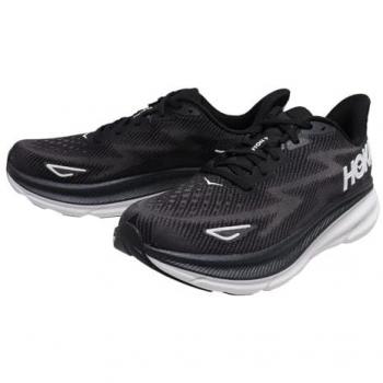 HOKA Men's Clifton 9 Road Running Shoes, Black/White, Size 6.5