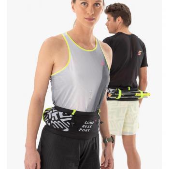 Cinturón de hidratación Compressport Free Belt Pro Negro Blanco Amarillo Neón M-L