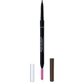 Rimmel London Brow Pro Micro Ultra-Fine Precision Pencil & Brush, Natural-looking Defined Brows, Soft Brown, 0.03 g