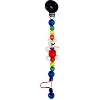 Hess 13654 - Cadena de madera de clip para chupete, diseño osos