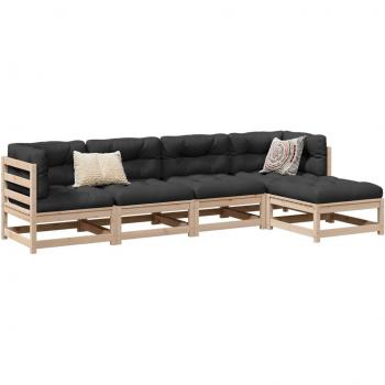 5 Piece Solid Pine Garden Sofa Set