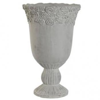 Macetero Home ESPRIT Blanco Cemento Romántico Desgastado 31 x 31 x 49 cm