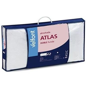 Velfont - Almohada Atlas Doble Funda Velfont Blanco 40 x 75 cm.