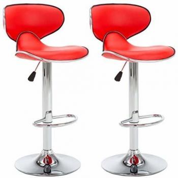 vidaXL 2X Sillas de Bar Cuero Sintético Rojo Taburete Asiento Cocina Comedor