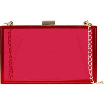Bolso Clutch de mano Villalfonsina en metacrilato transparente con cadena