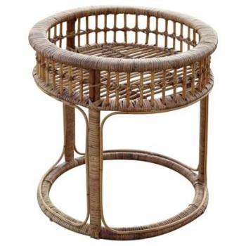 Mesa Auxiliar Redonda Chillvert Parma 57x57 cm en Ratán Natural