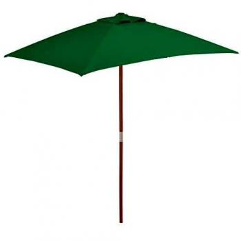 Wooden Pole Garden Parasol 150x200 cm Green