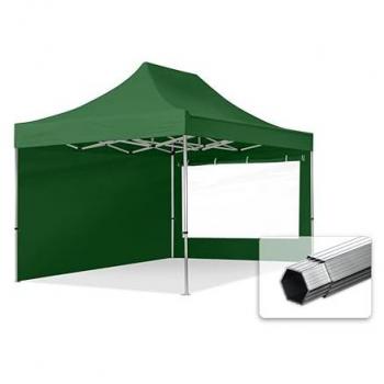 Carpa Plegable 3x4,5m Profesional Aluminio 40mm con Laterales y Ventanas Panorámicas Verde Oscuro