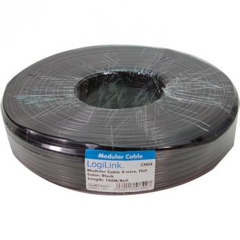 Cable telefónico LogiLink 100 m 4 hilos plano blanco
