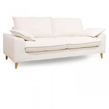 Sofá de Tela Bouclette Blanco 3 Plazas