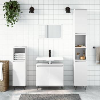Juego de muebles de baño 3 piezas madera contrachapada blanca multicapa vidaXL