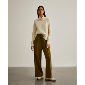 Pantalón ancho de mujer Lion of Porches con cintura elástica en Verde Musgo Medio