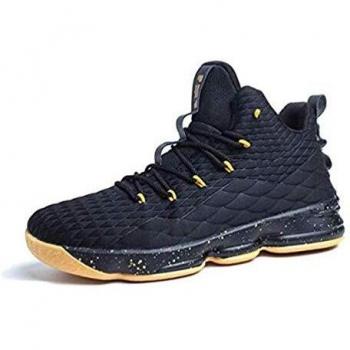 Zapatos Hombre Deporte de Baloncesto Sneakers de Malla para Correr Zapatillas Antideslizantes Negro Rojo Champán Verde Brillante 36-46 Oro Negro 41