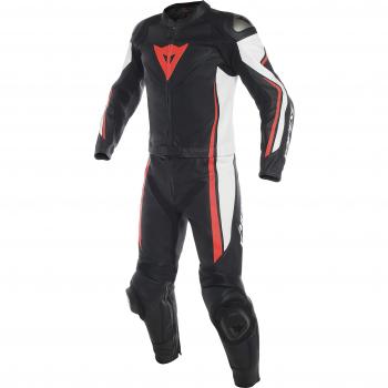 Dainese 1513459-N32-54 Mono de piel, Negro/Blanco/Fluo Rojo, 54