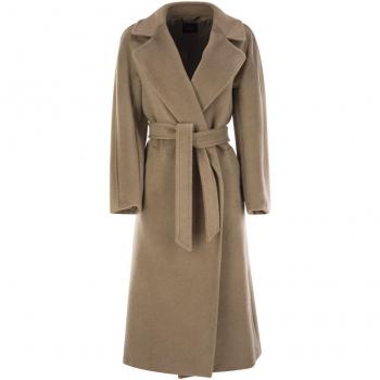 Weekend Max Mara Tempera Camel Wool Alpaca Mohair Blend Wrap Coat - Size 36