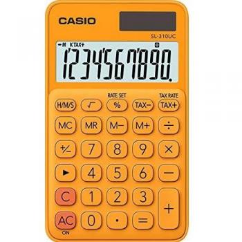 Calculadora Casio SL-310UC Naranja de 10 dígitos con pantalla grande