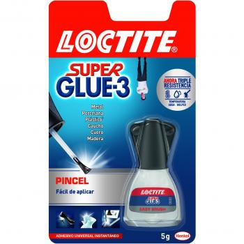Loctite Super Glue-3 Pincel, pegamento transparente con pincel aplicador, adhesivo universal de triple resistencia, con fuerza instantánea y de fácil uso, 1x5 g