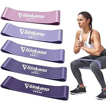 Haquno Bandas Elásticas Fitness/Bandas de Resistencia, Set de 5 Cintas Elásticas Fitness y Musculación de Látex Natural Agradable a la Piel con Guía de Ejercicios de Español y Bolsa Almacenamiento
