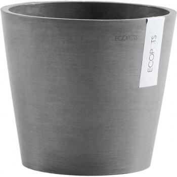 Maceta redonda moderna Ecopots Amsterdam, gris, Ø 20 cm, H 17.5 cm, para interior y exterior, material compuesto reciclado