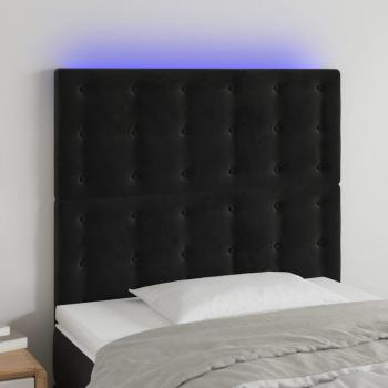 Cabecero LED Negro en Terciopelo 80x5x128 cm con luces integradas