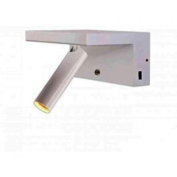 Aplique LED de Cama 5W con Dimerización, 2 Tomas USB y Luz Táctil Blanca