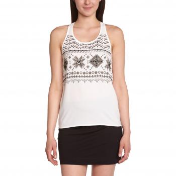Colorblock - Camiseta de tirantes con estampado azteca con cuello redondo sin mangas para mujer, talla 38, color blanco crudo