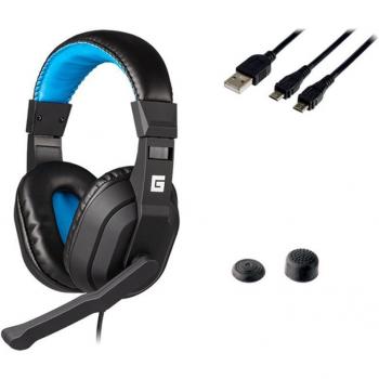 Indeca Gaming Starter Pack con Auriculares, Grips y Cable de Carga - Todo lo que necesitas para tu PS4