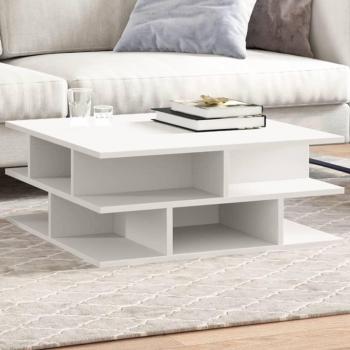 Mesa de centro de madera multicapa blanca 70x70x29 cm