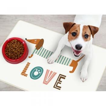 Alfombra de Vinilo Impermeable para Mascotas Love 48x75 cm