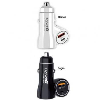 Digivolt Cargador de Coche Ultra Rápido QC-2451 con Conexión USB-A y Tipo-C 25W