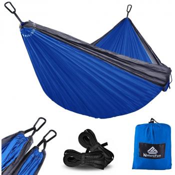 NatureFun Hamaca de Viaje Ultra-Ligera Hamaca para mosquiteros | Capacidad de Carga de 300 kg, poliéster de Secado rápido| 2 mosquetones de Primera Calidad, 2 eslingas de Nylon