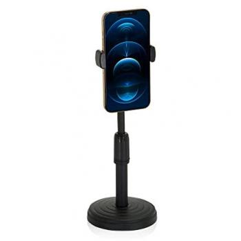 Soporte para teléfonos móviles FLEXMOBI II, plástico negro, 360° giratorio y ajustable en altura