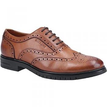 Hush Puppies Santiago Men's Tan Leather Lace-Up Shoes with Memory Foam - Size UK 6
