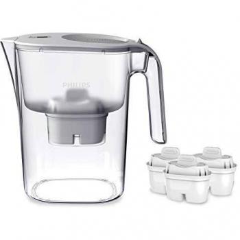 Jarra filtrante Philips AWP2936WHT-3/10 con 3 filtros Micro X Clean, reduce la cal, el cloro y los microplásticos y el PFOA, agua filtrada con gran sabor y pureza 3 litros, blanco