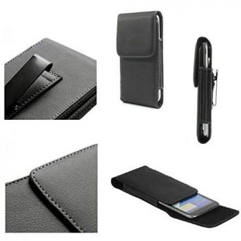 Funda Cinturón con Clip Metálico Vertical de Piel Sintética Premium para LG K8x (2020) - Negra