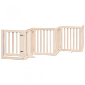 vidaXL Dog Gate with Door Foldable 6 Panels 300 cm Poplar Wood