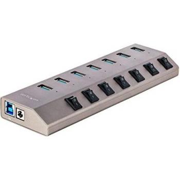 StarTech Hub USB-C Autoalimentado de 7 Puertos con Interruptores Individuales - Concentrador USB3.0 a