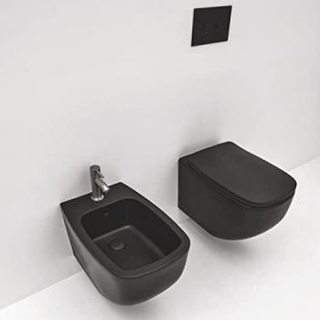 Juego de Baño Suspendido Cerámica Negro Mate Mozart