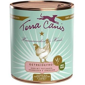 Terra Canis Menú sin cereales 6 x 800 g - Pollo con chirivías, diente de león y moras