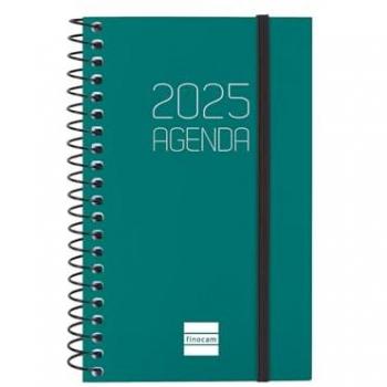 Finocam - Agenda Espiral Opaque 2025 Verde Catalán, Enero 2025 - Diciembre 2025 (12 meses), Semana Vista Horizontal, dimensiones E3-79x127 mm