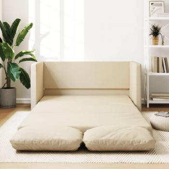 Sofá cama de suelo 2 en 1 crema 112x174x55 cm tela