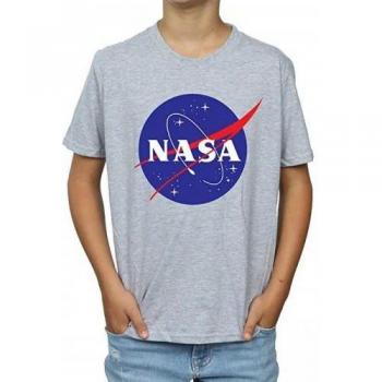 Camiseta gris con logo de insignia de la NASA para niños de 12 a 13 años