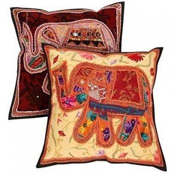 Rajrang CCS 08274 Patchwork algodón marrón funda de almohada