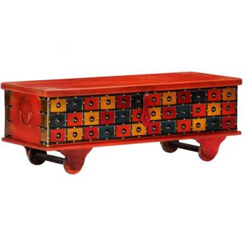 Caja de Almacenaje Roja de Madera Maciza de Acacia 110x40x40 cm